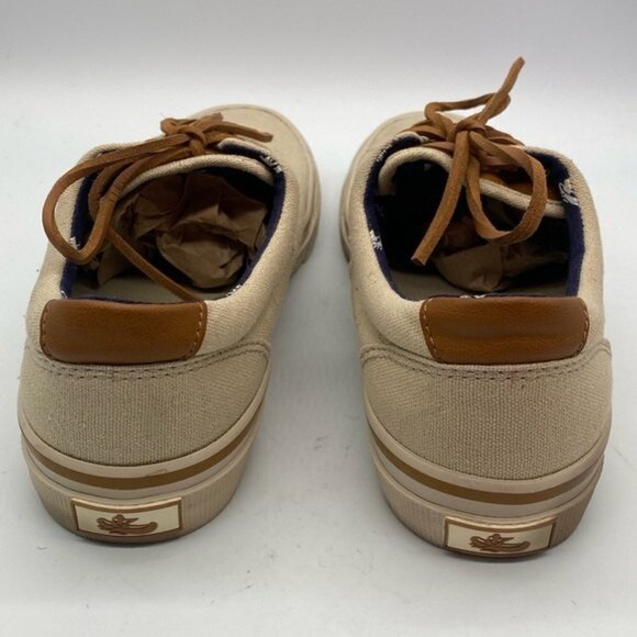 𝅺BASS Classic Compass Beige Canvas Boat Shoes size 7.5 - Picture 6 of 8